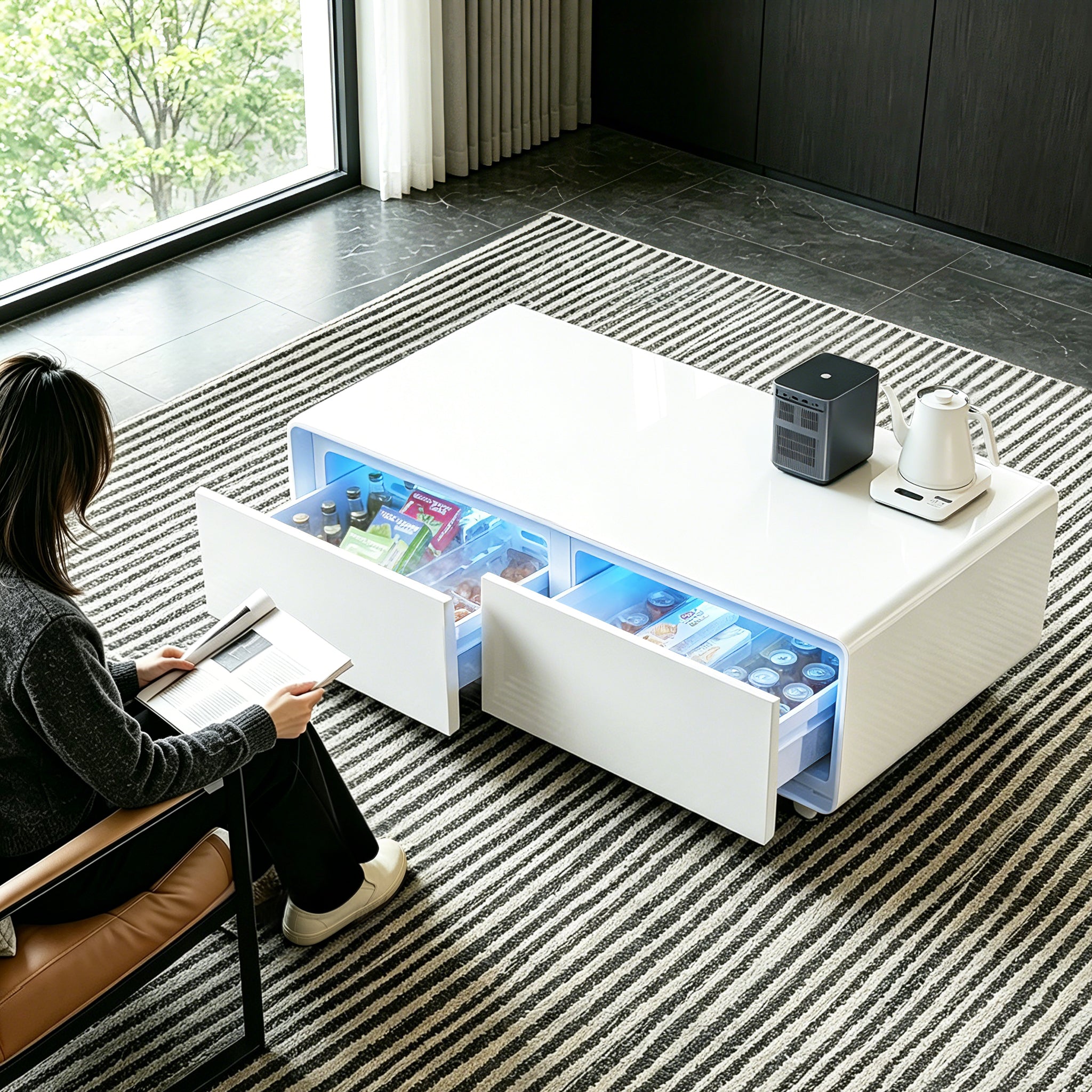 Fridge Coffee Table Dual Cooling Drawers